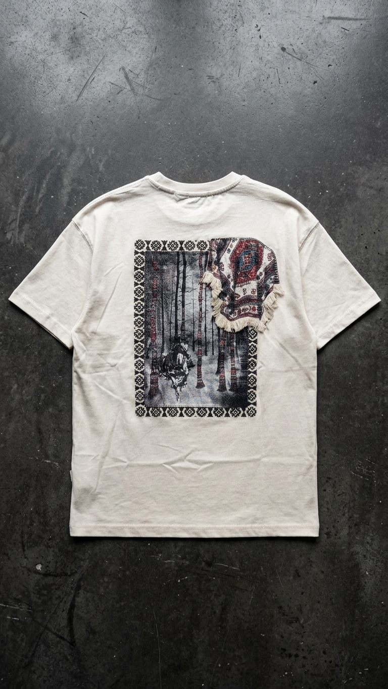 At ve Kilim Desenli Taş Oversize Tshirt 5174