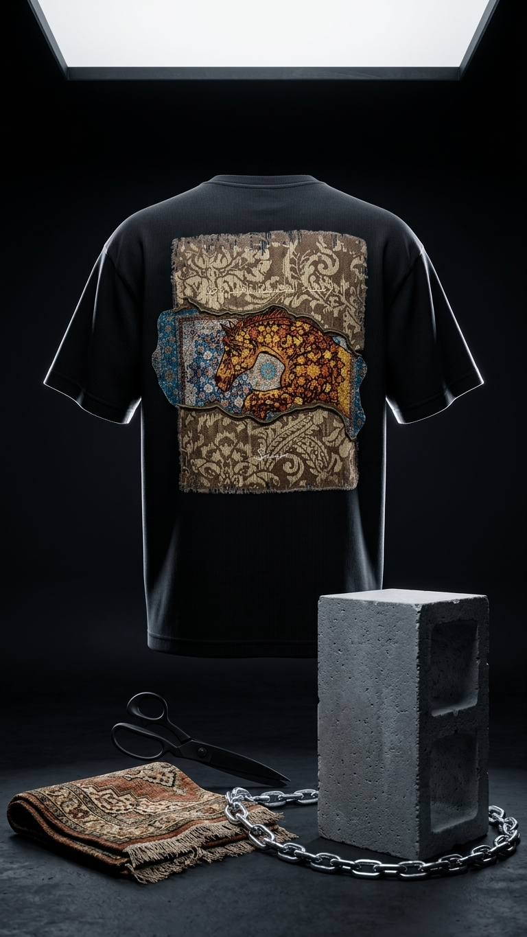 Baskı ve Nakışlı Siyah Oversize Tshirt 5186