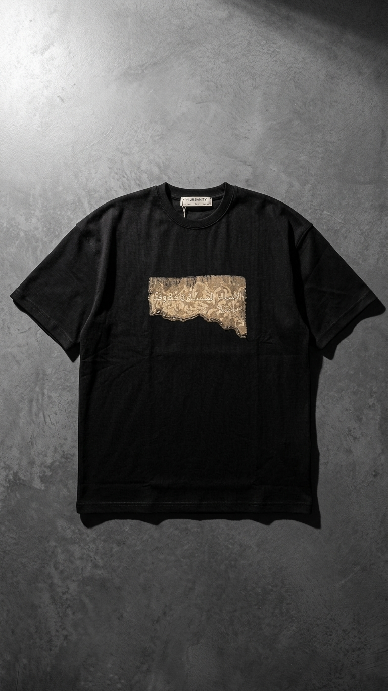 Baskı ve Nakışlı Siyah Oversize Tshirt 5186