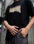 Baskı ve Nakışlı Siyah Oversize Tshirt 5186