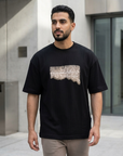 Baskı ve Nakışlı Siyah Oversize Tshirt 5186