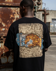 Baskı ve Nakışlı Siyah Oversize Tshirt 5186