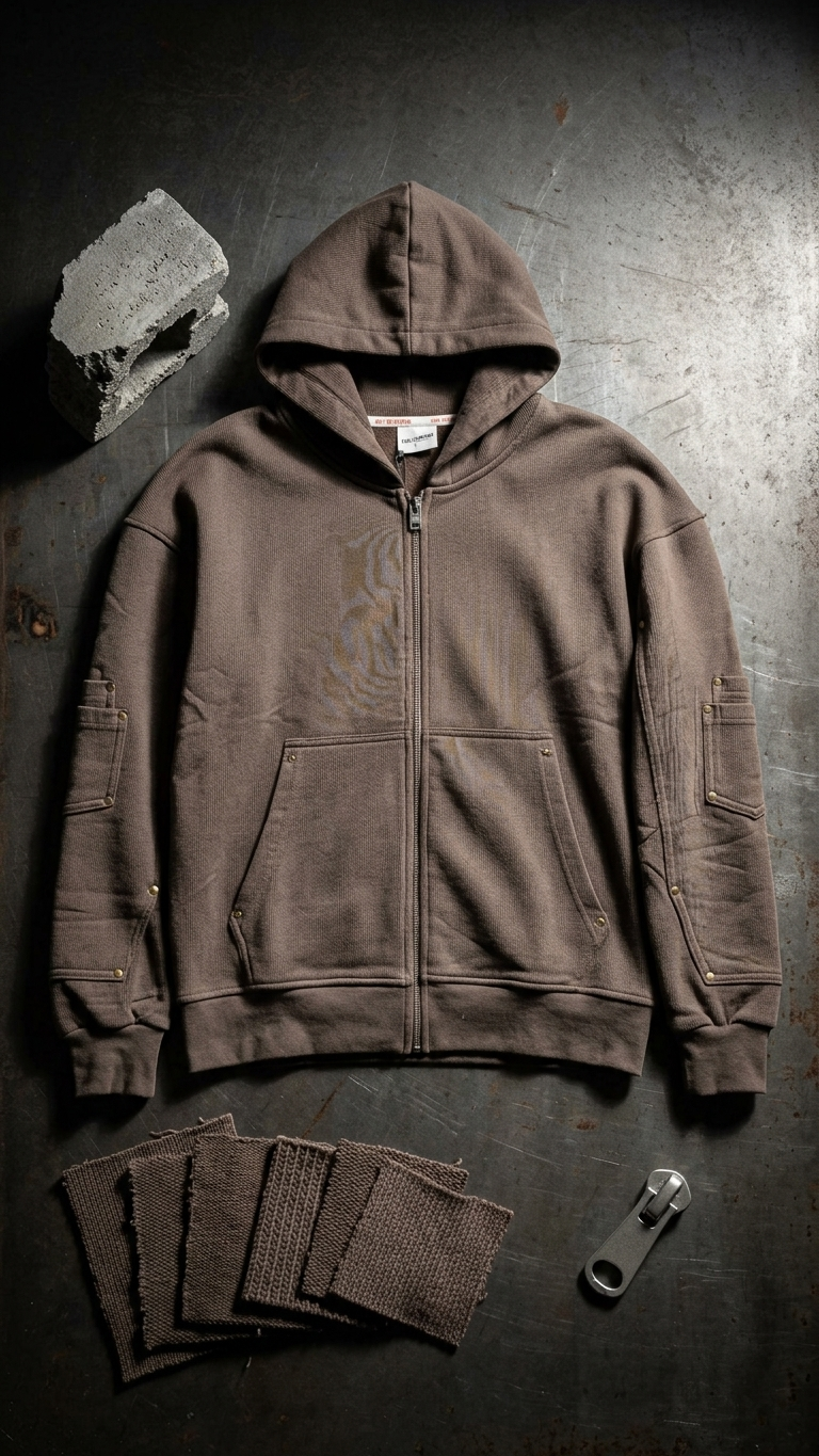 Rivet Detaylı Fermuarlı Kahve Sweatshirt 5190