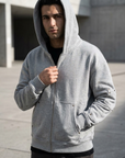 Rivet Detaylı Fermuarlı Gri Sweatshirt 5190