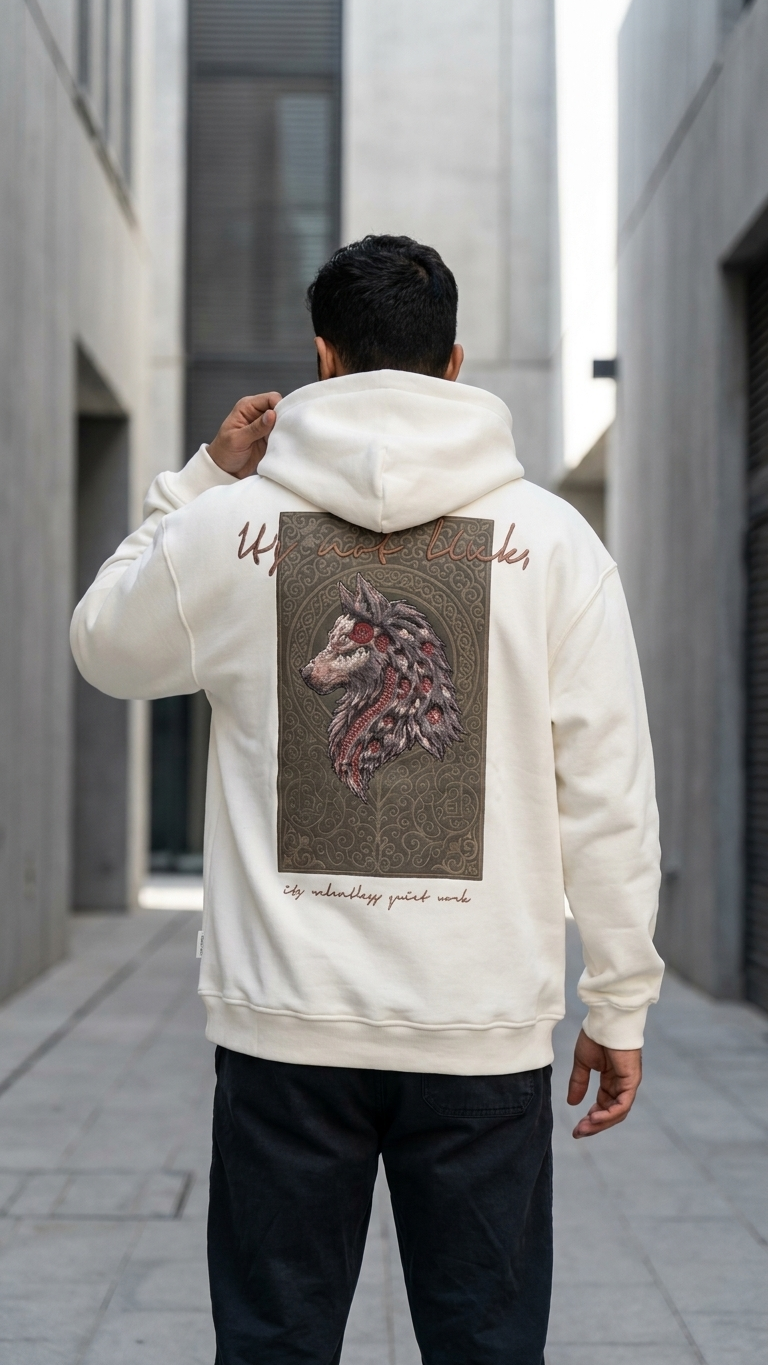Kurt Desenli Oversize Ekru Sweatshirt 5208