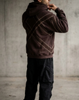 Yün Şerit Desenli Oversize Kahve Sweatshirt 5217