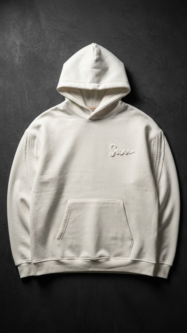 Yün Şerit Desenli Oversize Ekru Sweatshirt 5217