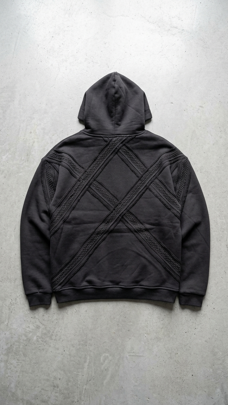 Yün Şerit Desenli Oversize Siyah Sweatshirt 5217