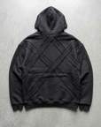 Yün Şerit Desenli Oversize Siyah Sweatshirt 5217