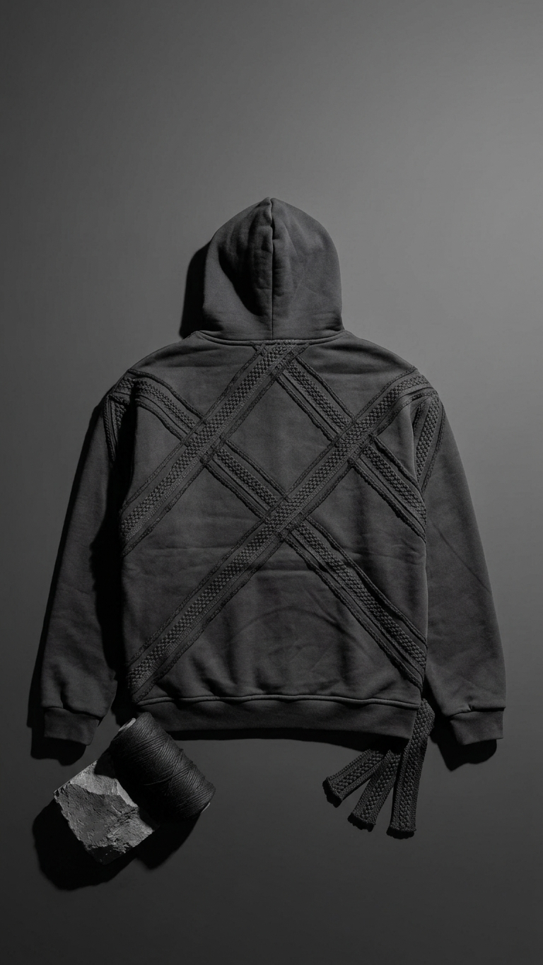 Yün Şerit Desenli Oversize Siyah Sweatshirt 5217