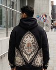 Etnik Kilim İşleme Oversize Siyah Sweatshirt 5223