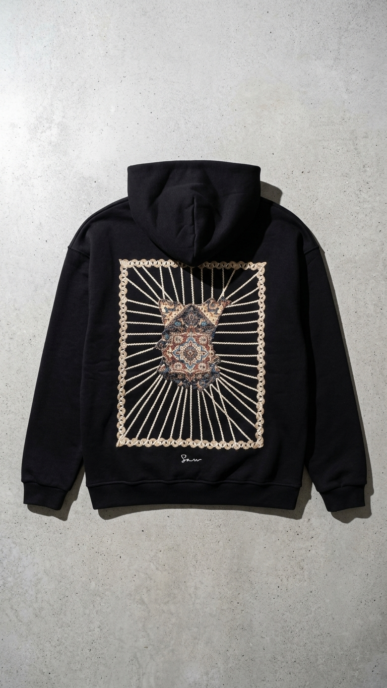 Su Yolu Şeritli Oversize Siyah Sweatshirt 5230