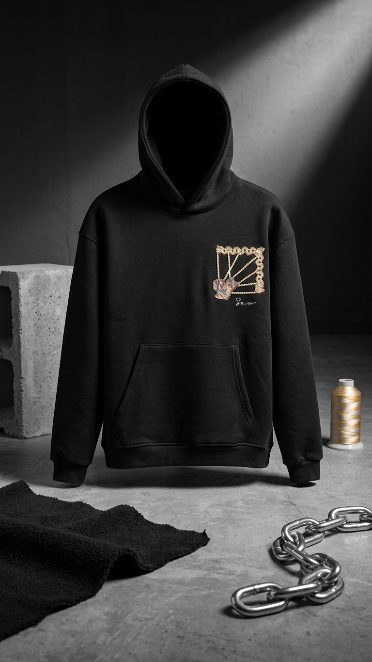Su Yolu Şeritli Oversize Siyah Sweatshirt 5230