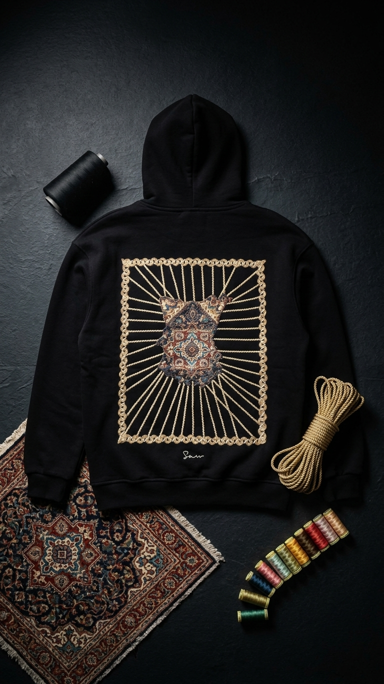 Su Yolu Şeritli Oversize Siyah Sweatshirt 5230