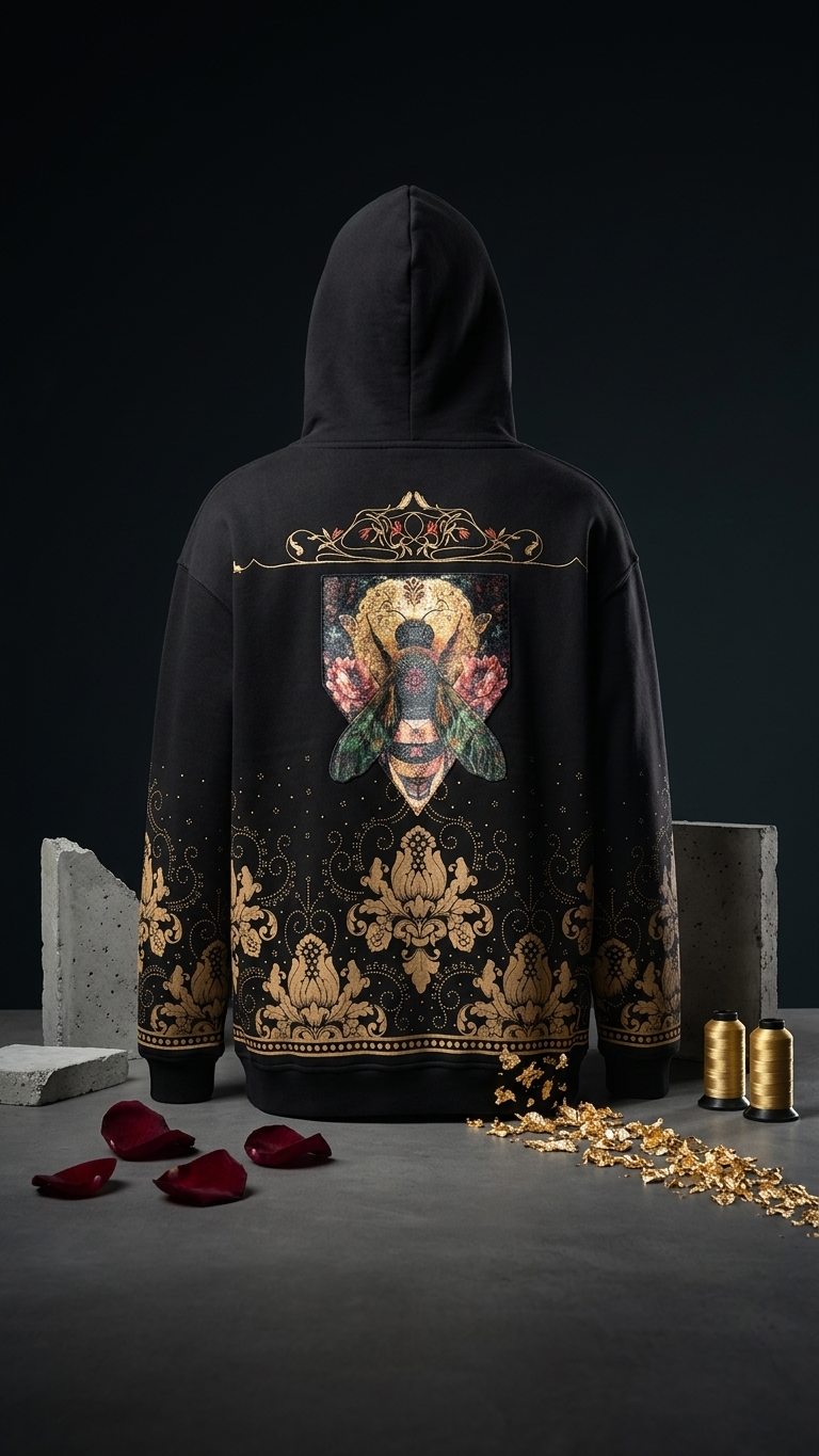 Arı İşleme Oversize Siyah Sweatshirt 5247