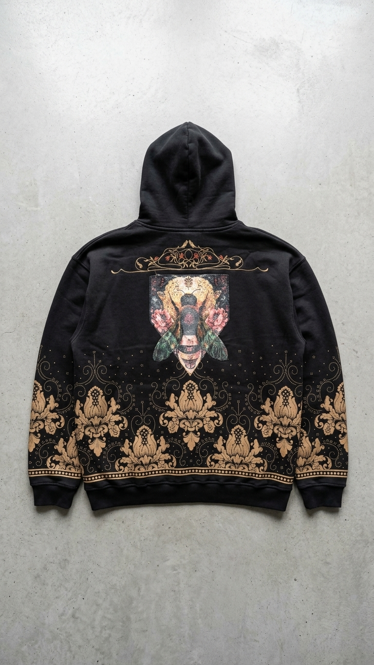 Arı İşleme Oversize Siyah Sweatshirt 5247