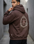 Deri Aplike Desenli Oversize Kahve Sweatshirt 5249