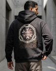 Deri Aplike Desenli Oversize Siyah Sweatshirt 5249