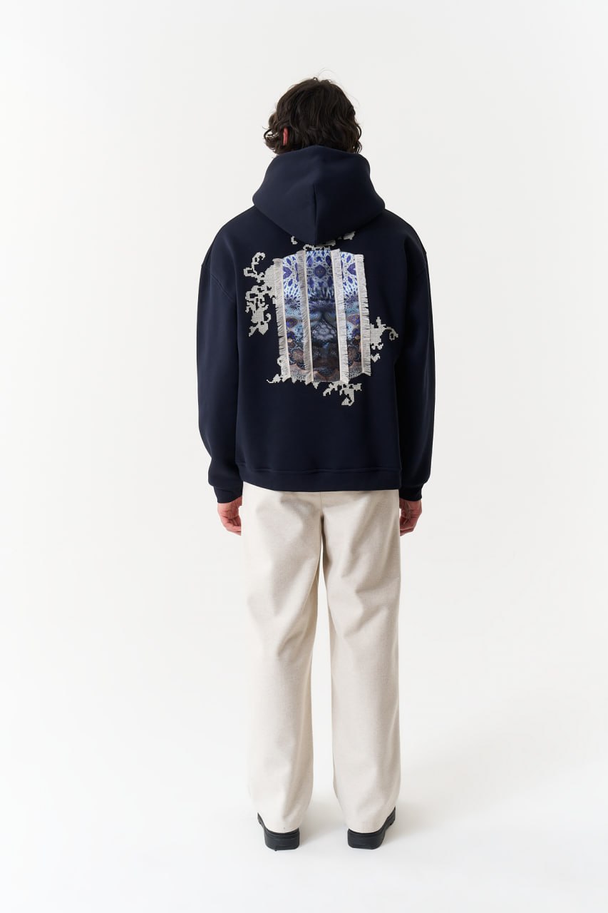Blue Tile Art Oversize Lacivert Sweatshirt 5252