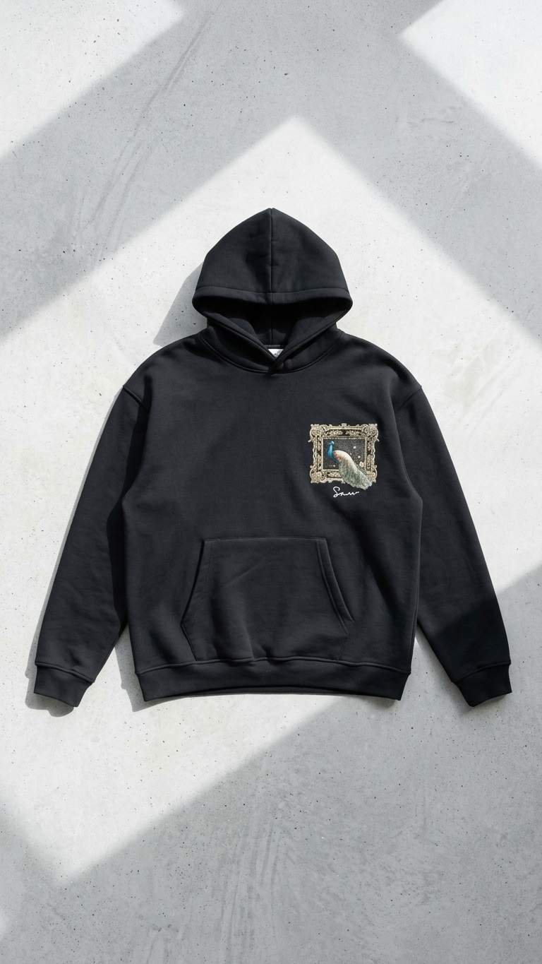 Tavus Kuşu Desenli Oversize Lacivert Sweatshirt 5256