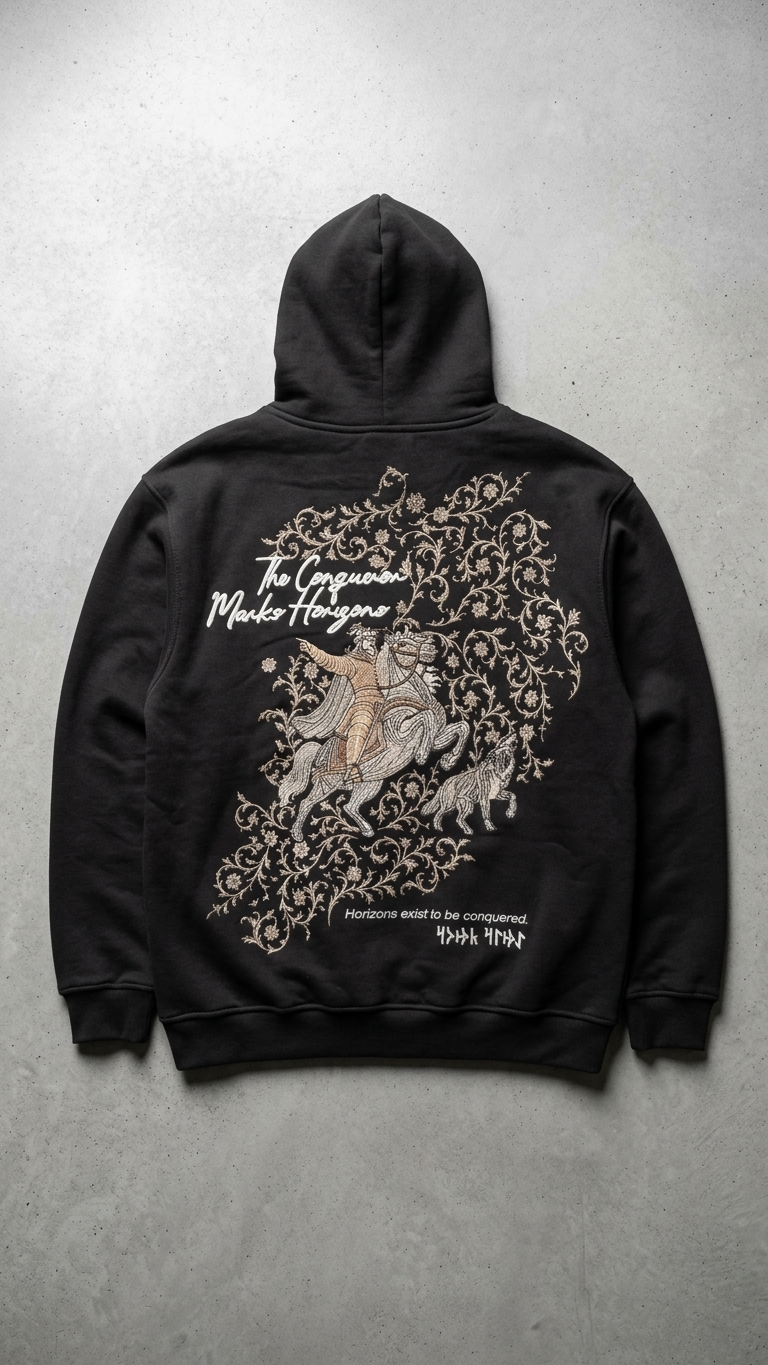 Echoes of Anatolia Nakışlı Oversize Siyah Sweatshirt 5268