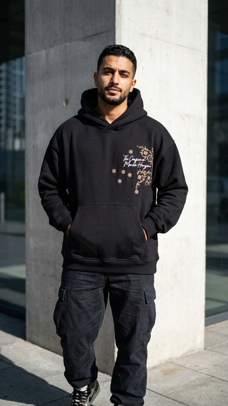 Echoes of Anatolia Nakışlı Oversize Siyah Sweatshirt 5268