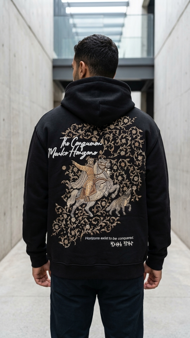 Echoes of Anatolia Nakışlı Oversize Siyah Sweatshirt 5268