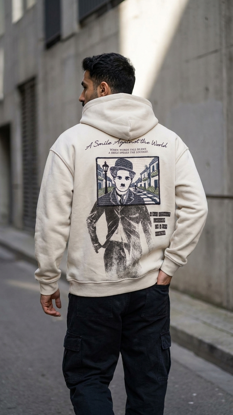 Chaplin Desenli Oversize Taş Sweatshirt 5281