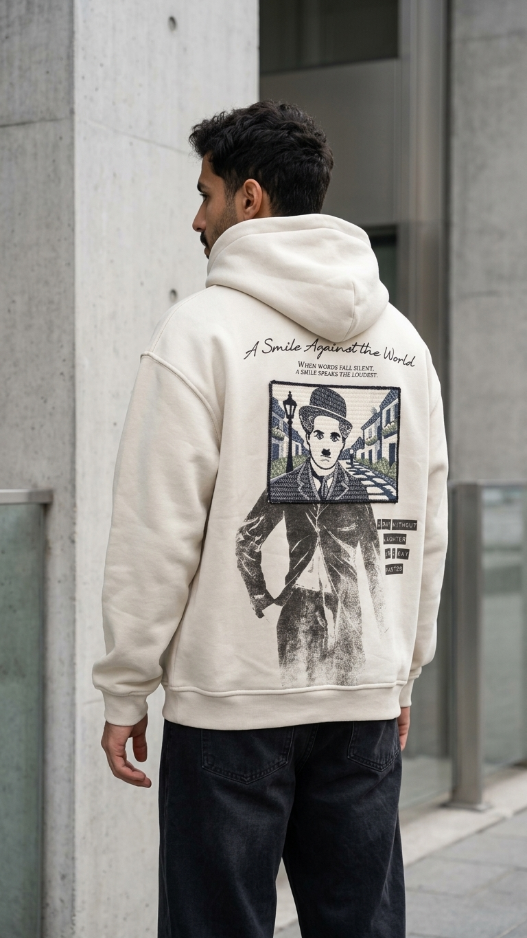 Chaplin Desenli Oversize Taş Sweatshirt 5281