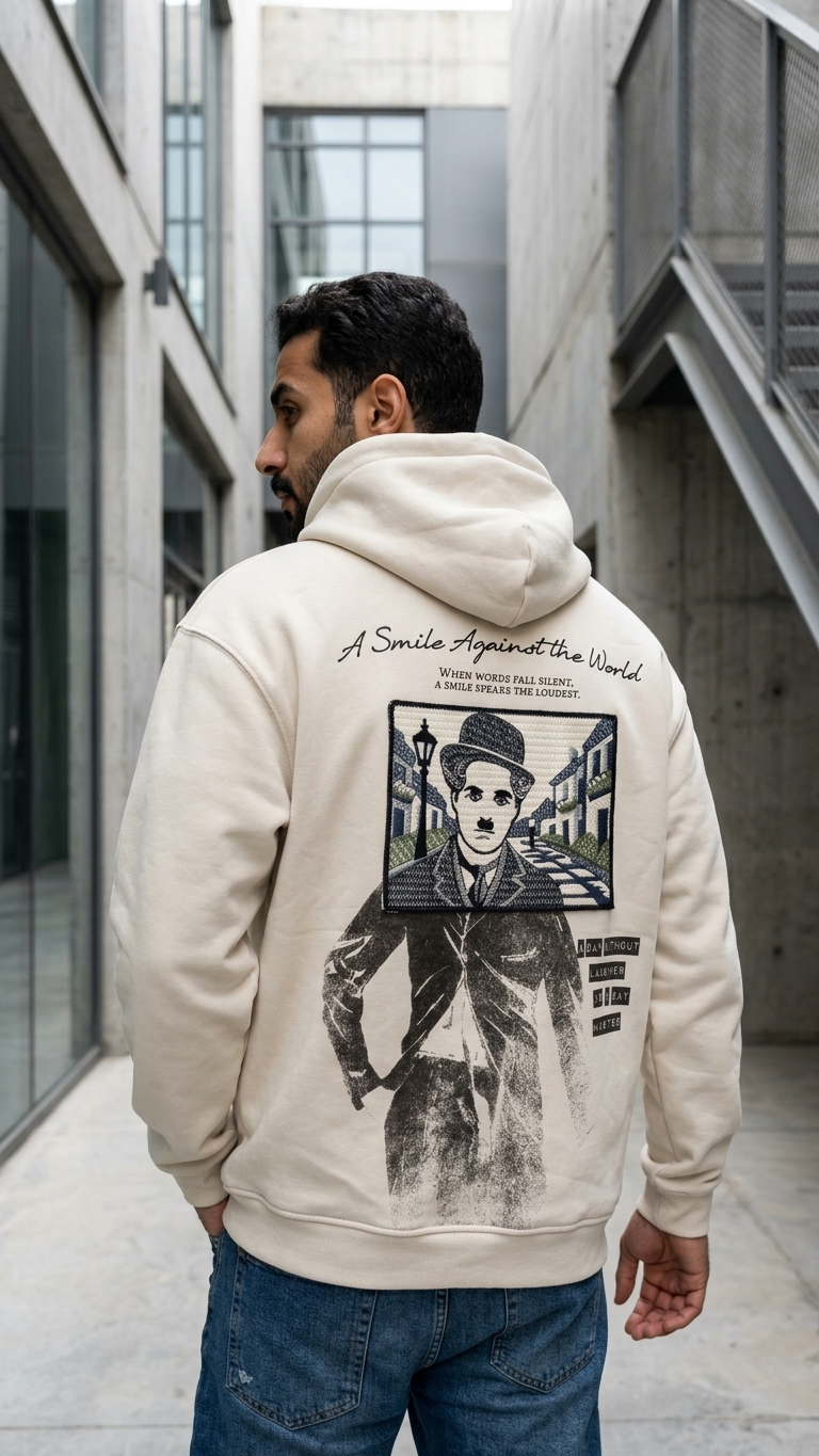 Chaplin Desenli Oversize Taş Sweatshirt 5281