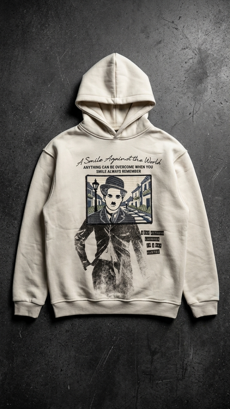 Chaplin Desenli Oversize Taş Sweatshirt 5281