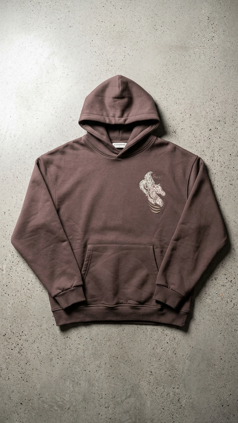 At İşleme Oversize Kahve Sweatshirt 5287