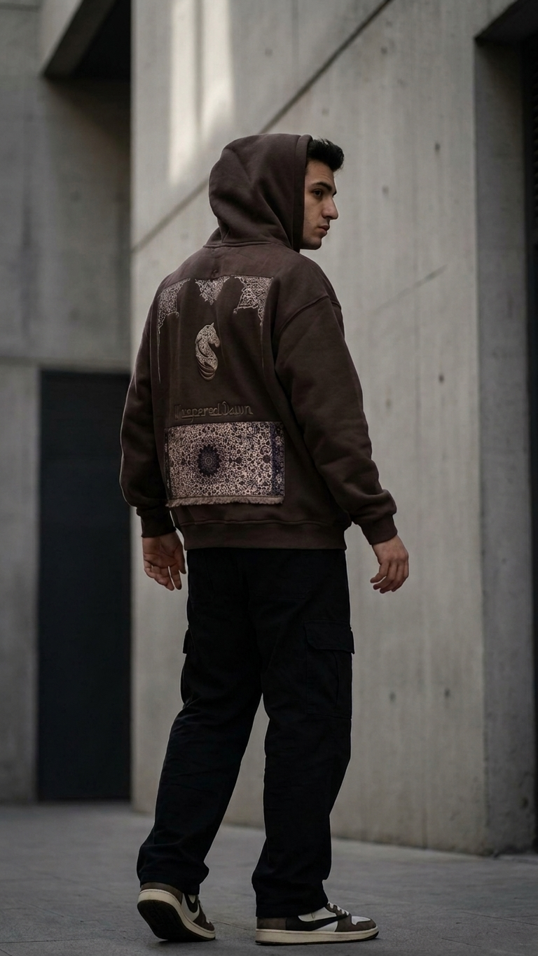 At İşleme Oversize Kahve Sweatshirt 5287