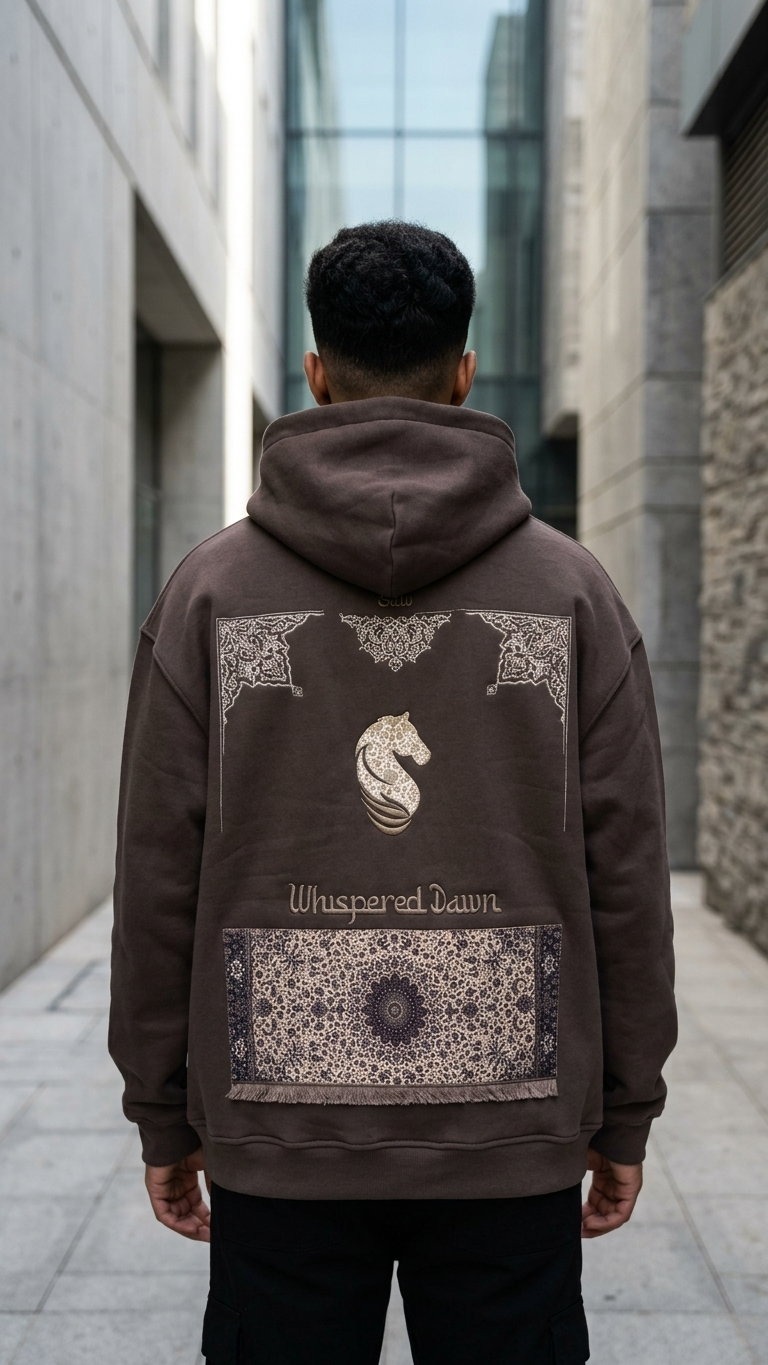 At İşleme Oversize Kahve Sweatshirt 5287