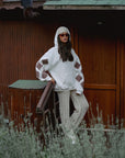 Kolu Desenli Oversize Ekru Sweatshirt 4987
