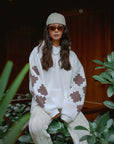 Kolu Desenli Oversize Ekru Sweatshirt 4987