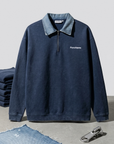 Kot Yaka Yarım Fermuarlı Oversize Polo Sweatshirt 6048
