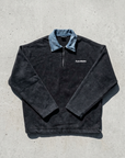Kot Yaka Yarım Fermuarlı Oversize Siyah Polo Sweatshirt 6048