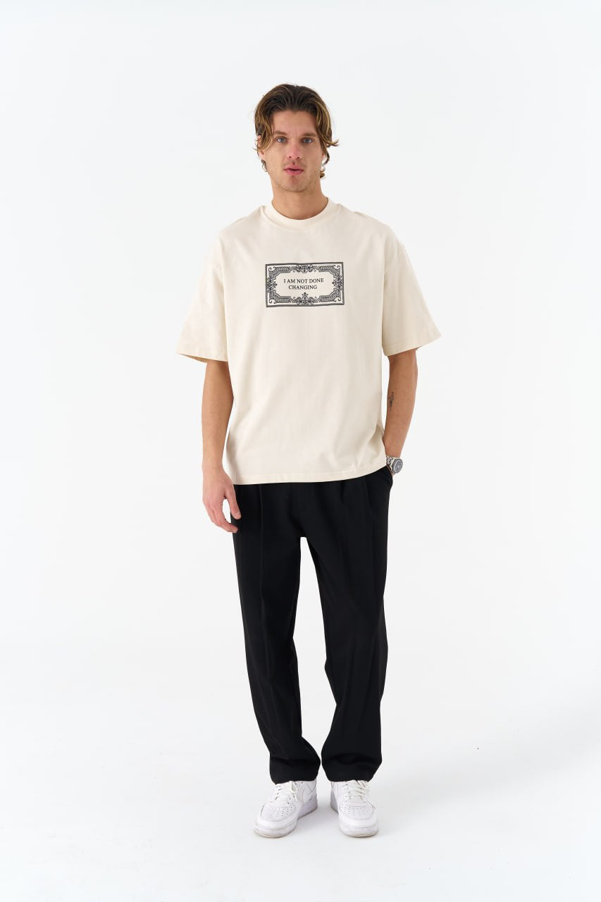 Etnik Desen Detaylı Taş Oversize Tshirt 4766