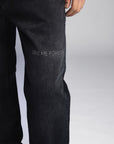 Nakışlı Erkek Baggy Siyah Kot Pantolon 6553
