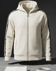 Kol Şerit Desenli Fermuarlı Ekru Panda Sweatshirt 9225