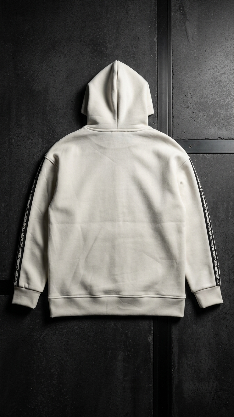 Kol Şerit Desenli Fermuarlı Ekru Panda Sweatshirt 9225