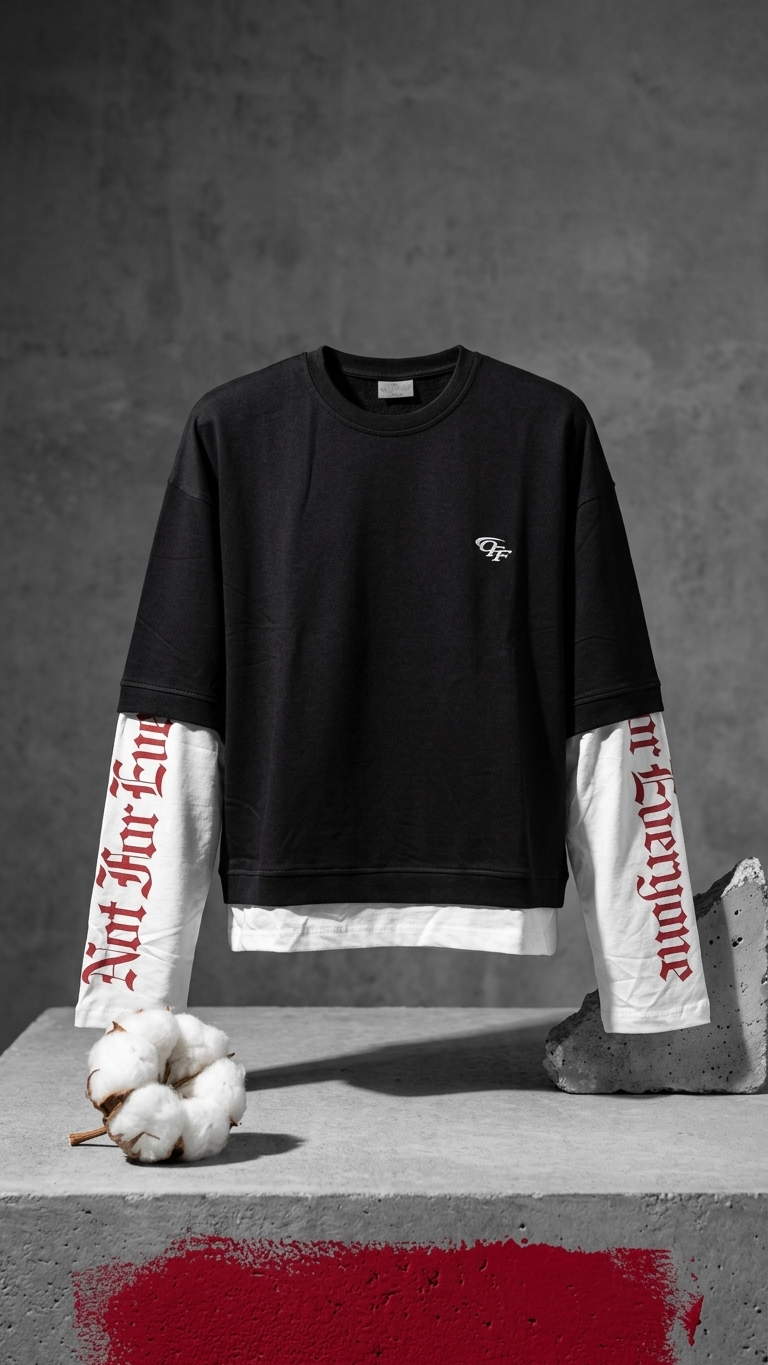Kontrast Çİft Kollu Boxy Fit Sweatshirt 9448