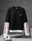 Kontrast Çİft Kollu Boxy Fit Sweatshirt 9448