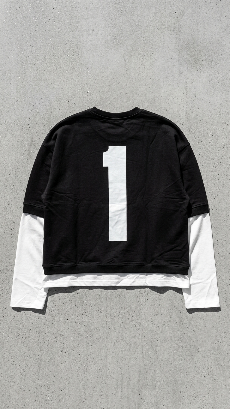 Kontrast Çİft Kollu Boxy Fit Sweatshirt 9448