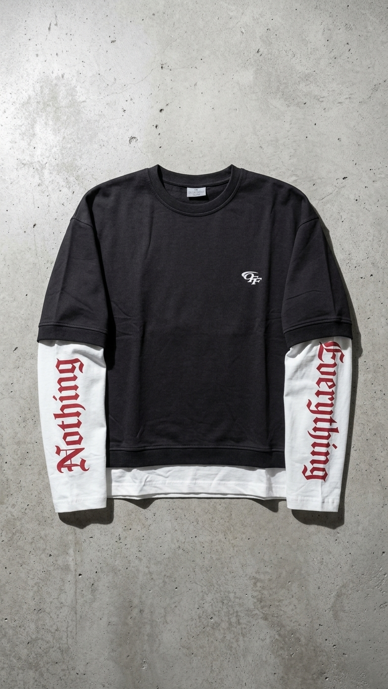 Kontrast Çİft Kollu Boxy Fit Sweatshirt 9448