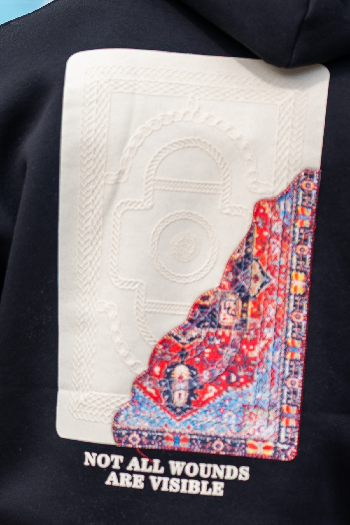 Halı Aplikeli  Oversize Siyah Sweatshirt 4959