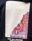 Halı Aplikeli  Oversize Siyah Sweatshirt 4959