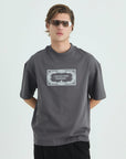 Etnik Desen Detaylı Füme Oversize Tshirt 4766