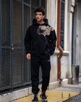 Kabaran Baskılı Oversize Siyah Sweatshirt 4956